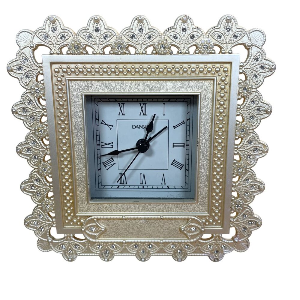 Danbury Things Remembered Swarovski Crystal Clock Freestanding Lace Pattern
